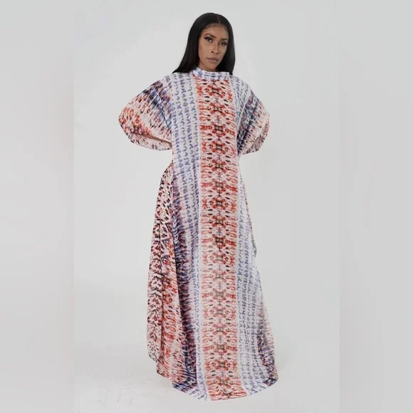 Handmade Dresses | Multicolor Sheer Chiffon Handmade Kaftan Maxi Dress | Color: Tan | Size: One Size | Ankaralove's Closet Handmade Dresses | Multicolor Sheer Chiffon Handmade Kaftan Maxi Dress | Color: Tan | Size: One Size | Ankaralove's Closet